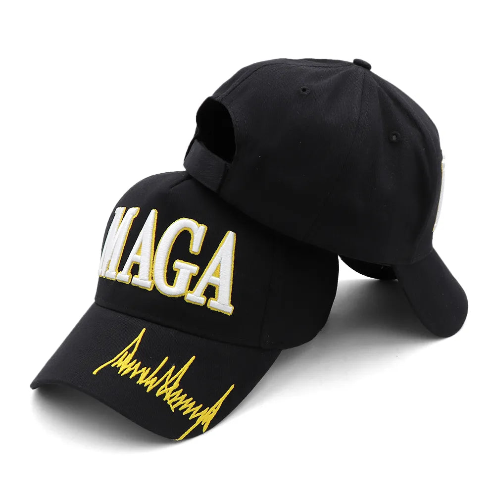Donald Trump 2024 Cap USA Flag Baseball Caps MAGA Trump Signature Snapback President Hat 3D Embroidery
