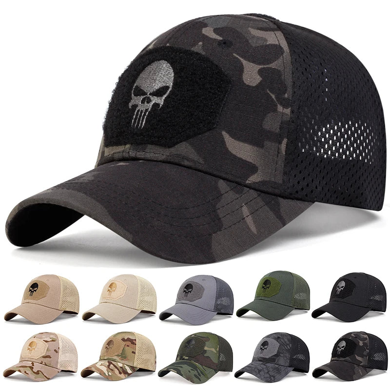Skull Embroidered Top with Patch Breathable Baseball Caps Spring and Autumn Outdoor Adjustable Casual Hat Sunscreen Hat