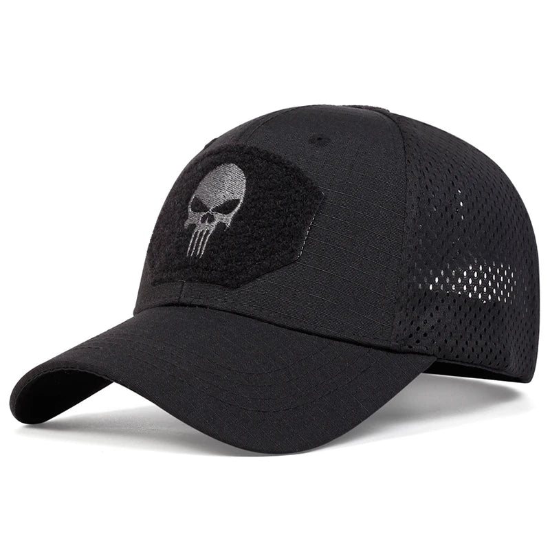 Skull Embroidered Top with Patch Breathable Baseball Caps Spring and Autumn Outdoor Adjustable Casual Hat Sunscreen Hat