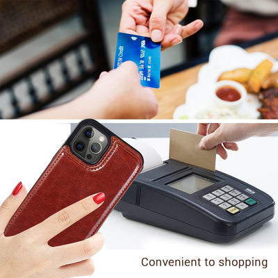 Wallet Double Button Stand Leather Case For iPhone 14 Pro Max 13 Pro 12 11 SE 2022 X XR XS Max 8 7 6 6S Plus 5 5S With Card Slot