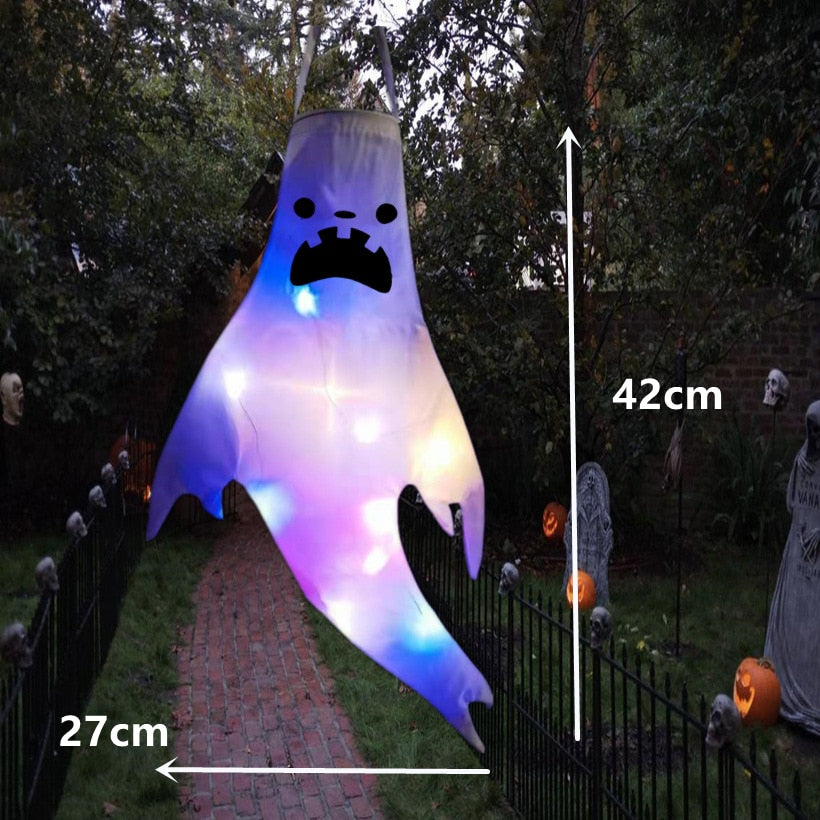 Halloween Outdoor Light Hanging Ghost Halloween Party Dress Up Glowing Spooky Lamp Horror Props Home Bar Decoration