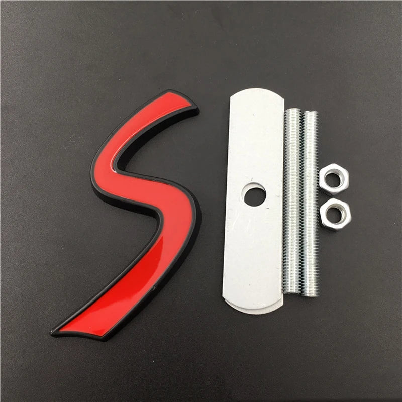 3D Metal Letters Car Front Grille Badge Sticker S Emblem Logo For Car S R56 R53 F56 R50 R52 R57 Accessories