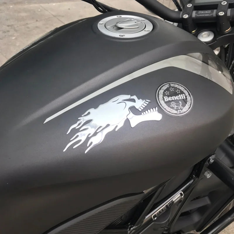 3D Fire Ghost Skull Head Auto Hurricane Chrome Plating Motorcycle Stickers