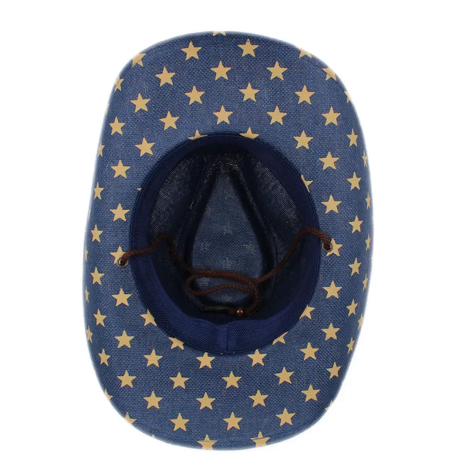 American Flag Cowboy Hats For Men Wide Brim Usa Cowgirl Chapeau Homme Cap Usa Flag Straw Cowboy Hat