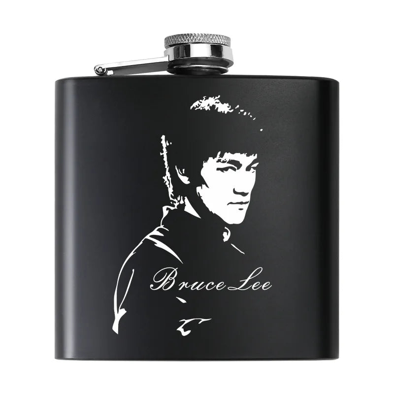 6oz Stainless Steel Outdoor Hip Flask Pocket Laser Print Hip Flask Portable Wine Whiskey Jug Bottle