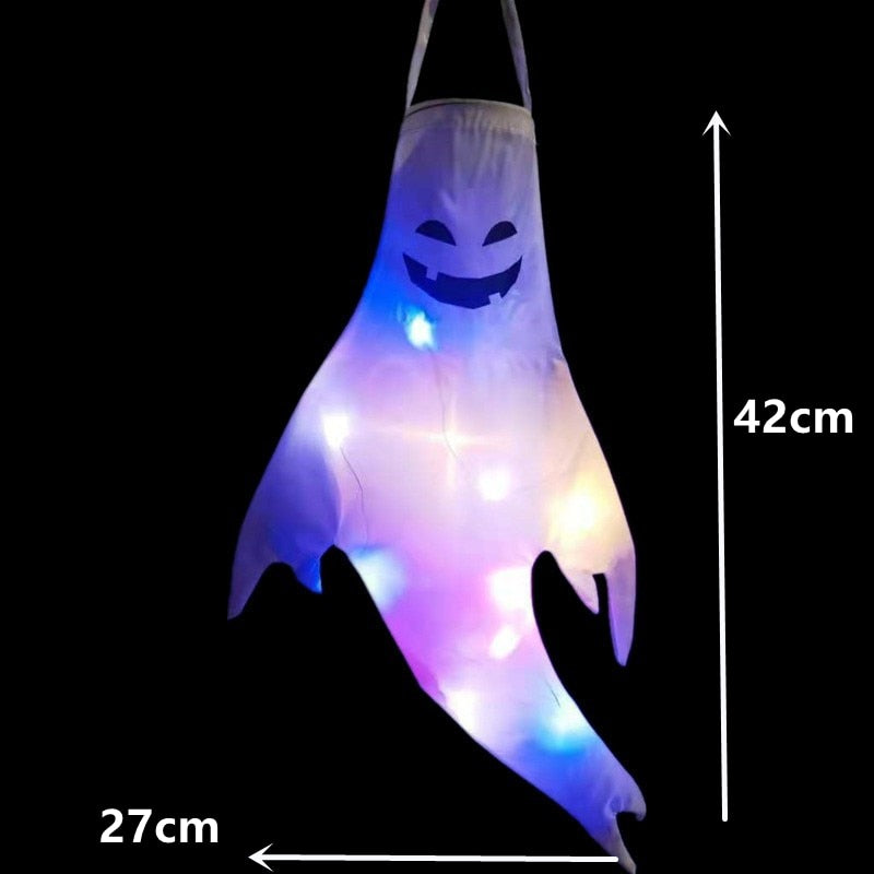 Halloween Outdoor Light Hanging Ghost Halloween Party Dress Up Glowing Spooky Lamp Horror Props Home Bar Decoration