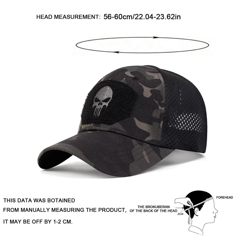 Skull Embroidered Top with Patch Breathable Baseball Caps Spring and Autumn Outdoor Adjustable Casual Hat Sunscreen Hat