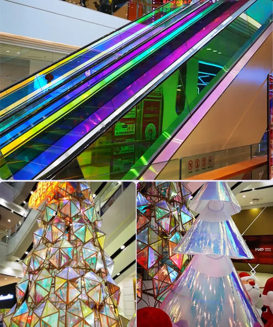 2/3/5M One Way Mirror Reflective Solar Window Film Rainbow Privacy Self-Adhesive Window Tint Heat Control Chameleon Glass Film