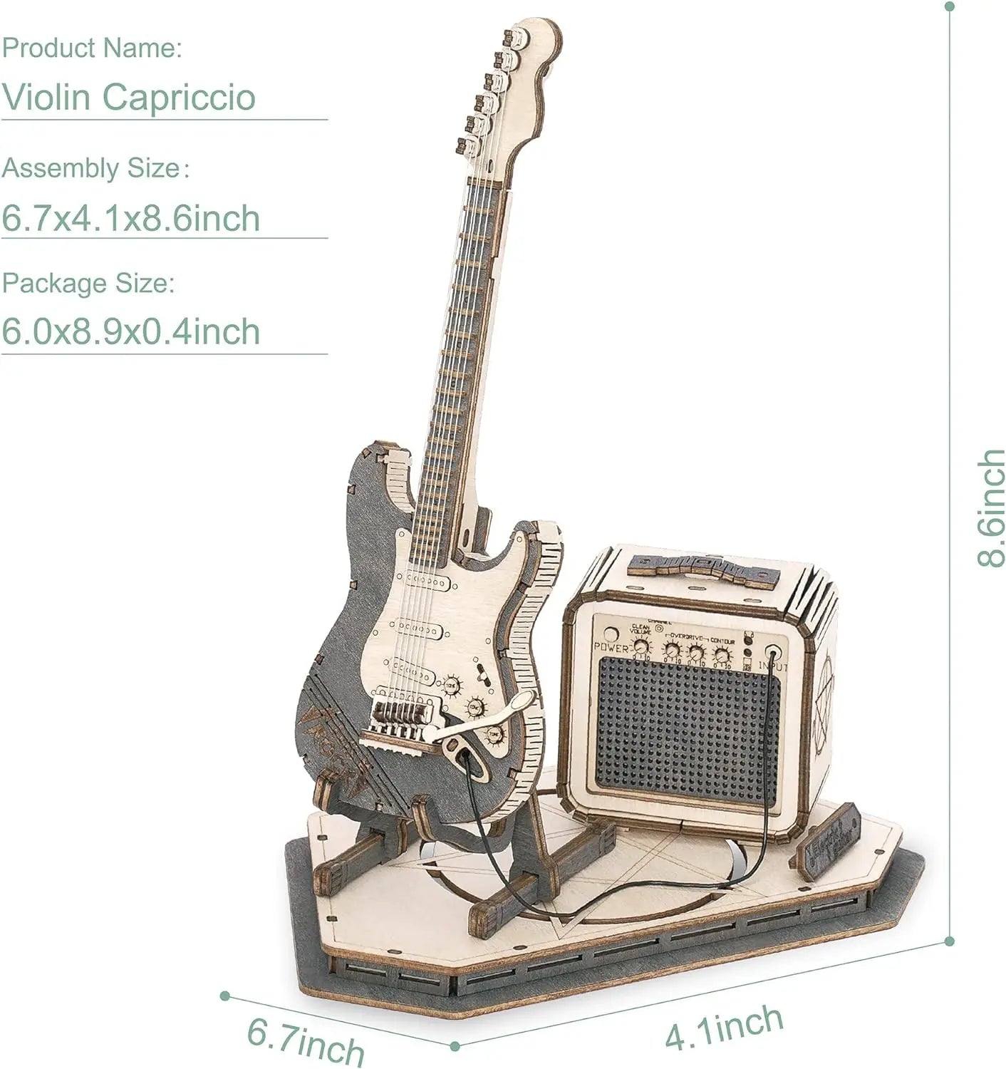 Electric Guitar 3D Wooden Puzzle for Kids Adults Assembly Creative Toys Building Block Set for Christmas Gifts