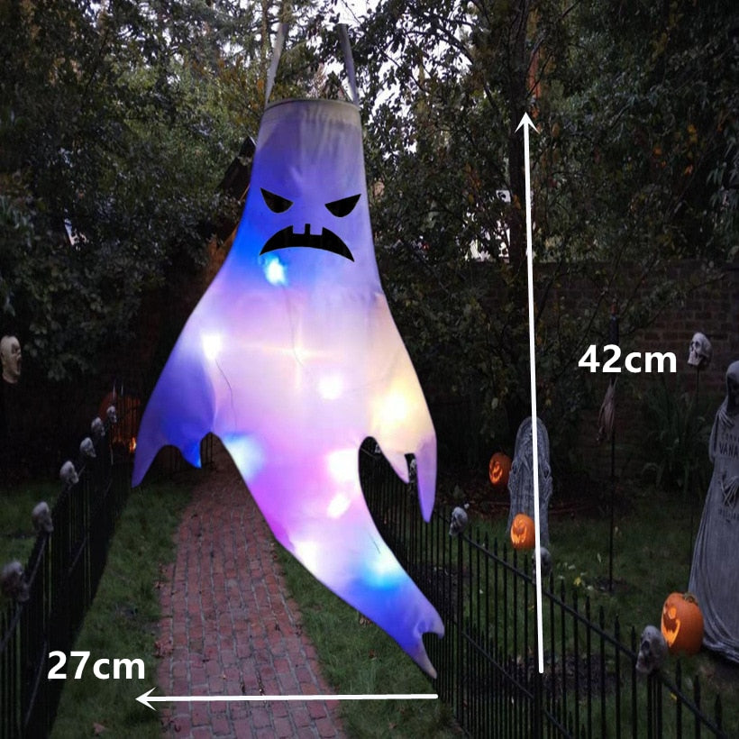 Halloween Outdoor Light Hanging Ghost Halloween Party Dress Up Glowing Spooky Lamp Horror Props Home Bar Decoration