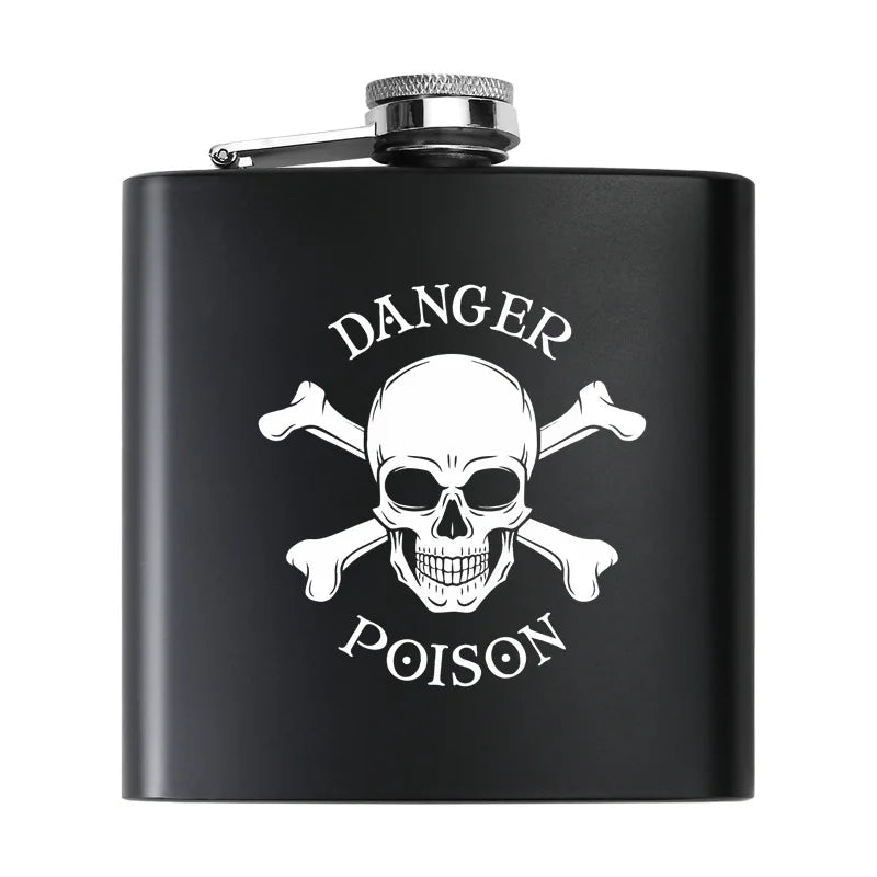 6oz Stainless Steel Outdoor Hip Flask Pocket Laser Print Hip Flask Portable Wine Whiskey Jug Bottle