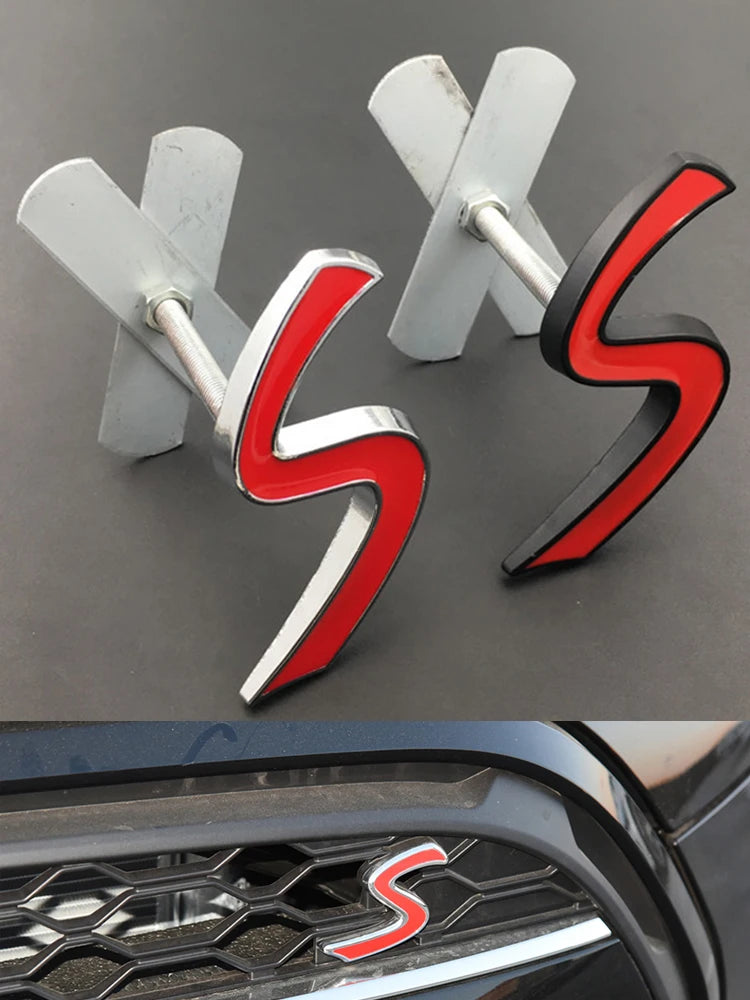 3D Metal Letters Car Front Grille Badge Sticker S Emblem Logo For Car S R56 R53 F56 R50 R52 R57 Accessories