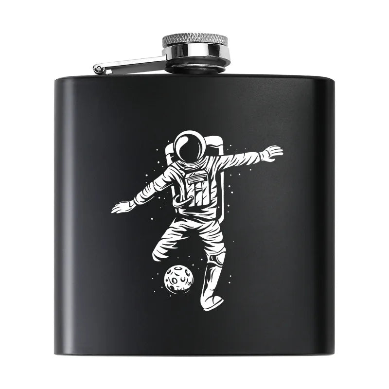 6oz Stainless Steel Outdoor Hip Flask Pocket Laser Print Hip Flask Portable Wine Whiskey Jug Bottle