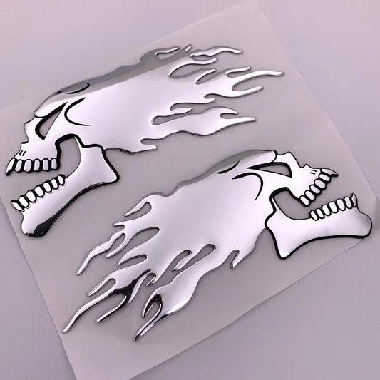 3D Fire Ghost Skull Head Auto Hurricane Chrome Plating Motorcycle Stickers