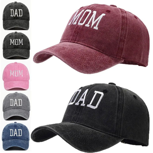DAD MOM Embroidery Baseball Caps Vintage Adjustable Distressed Faded Cap Hiphop Baseball Hats