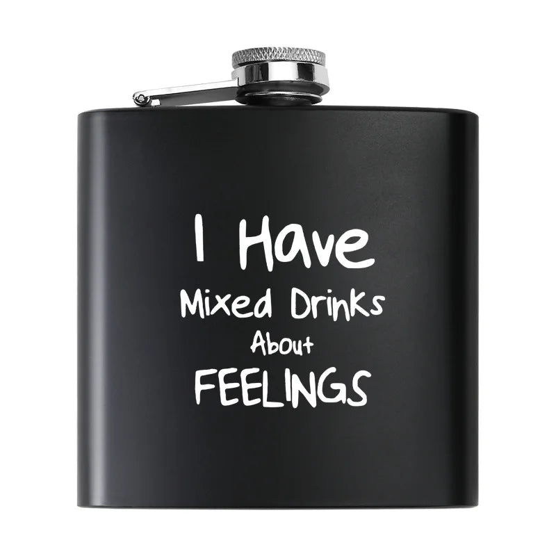 6oz Stainless Steel Outdoor Hip Flask Pocket Laser Print Hip Flask Portable Wine Whiskey Jug Bottle
