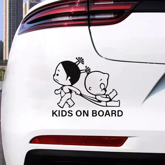 Reflective Kids On Board Safety Warning Sign Car Body Window Windshield Creative Vinyl Decal Sticker Decoration Auto Accessories