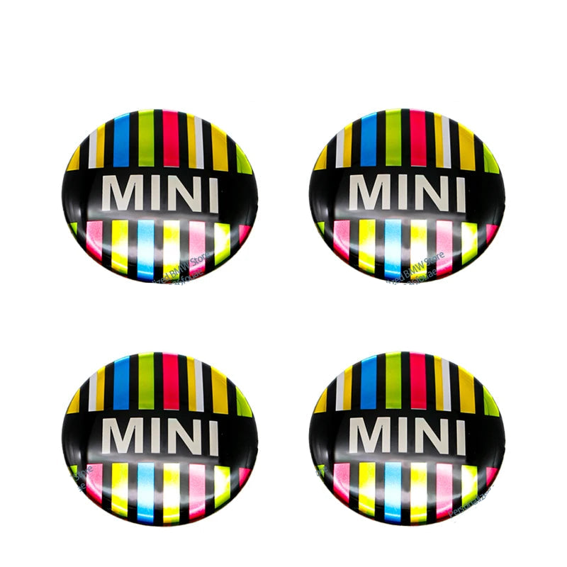 4pcs 52mm Car Wheel Center Cap Sticker Hub Cap Decal For MINI JHON COOPERR50 R52 F56 R53 F60 R57 R58 R59 R60 S Auto Accessories