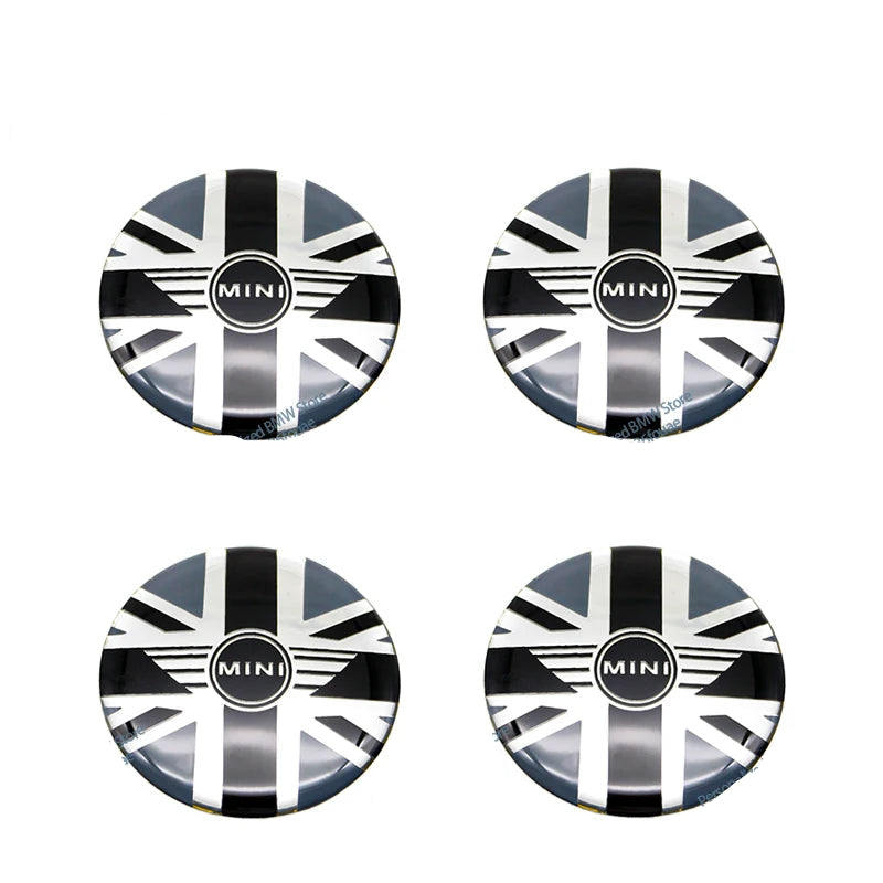 4pcs 52mm Car Wheel Center Cap Sticker Hub Cap Decal For MINI JHON COOPERR50 R52 F56 R53 F60 R57 R58 R59 R60 S Auto Accessories