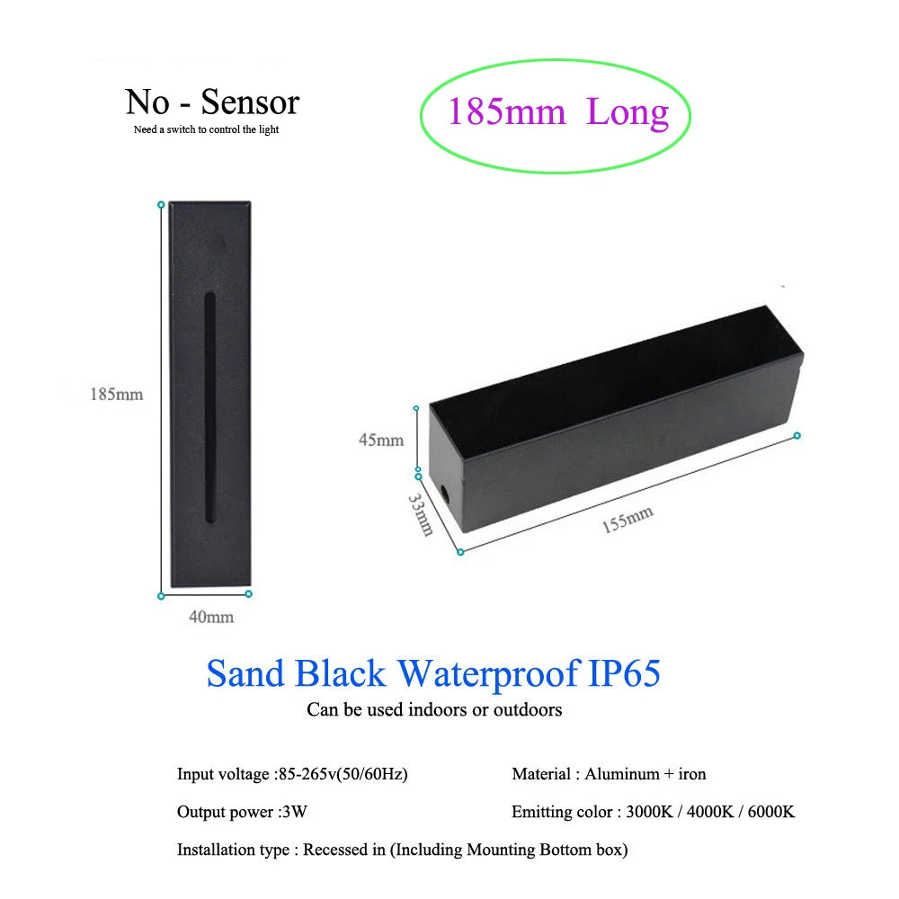 Slim Wall Stairs Light LED 3W Wall + Lamps Step Lamp Indoor lighting Nightlight Stairway Led Corridor Foyer Kitchen Hallway Lamp