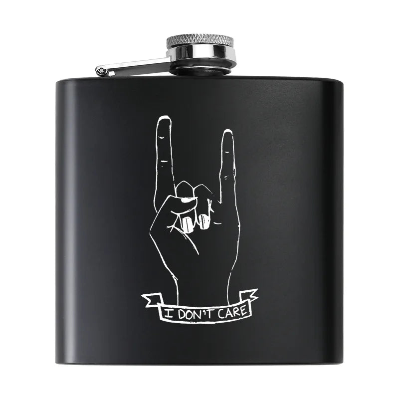 6oz Stainless Steel Outdoor Hip Flask Pocket Laser Print Hip Flask Portable Wine Whiskey Jug Bottle