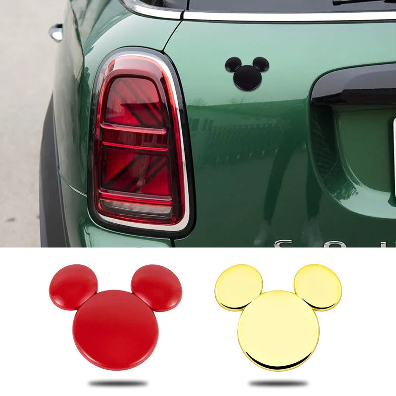 Car window decoration ears metal car stickers 3D stereo creative car logo Mickey Minnie decoration stickers