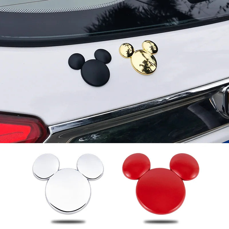 Car window decoration ears metal car stickers 3D stereo creative car logo Mickey Minnie decoration stickers