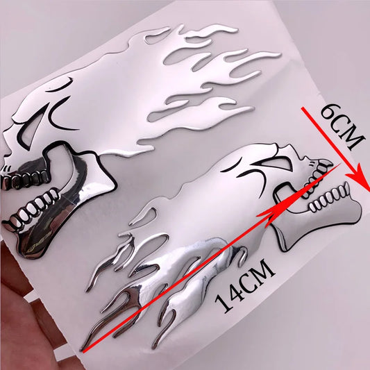 3D Fire Ghost Skull Head Auto Hurricane Chrome Plating Motorcycle Stickers