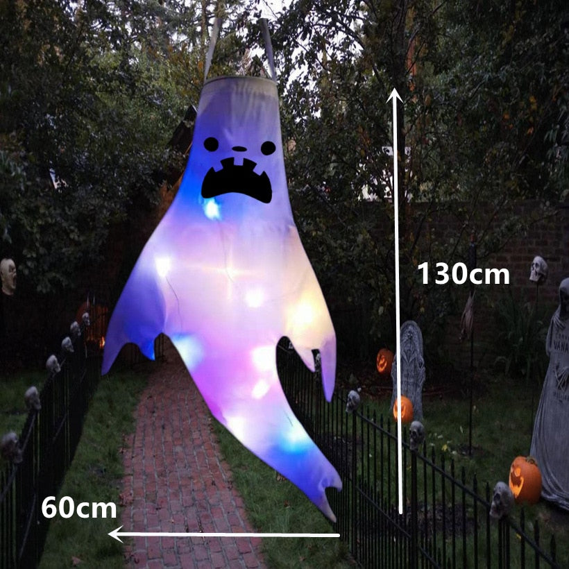 Halloween Outdoor Light Hanging Ghost Halloween Party Dress Up Glowing Spooky Lamp Horror Props Home Bar Decoration