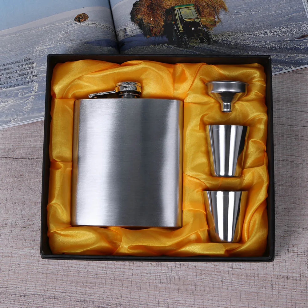 8oz Outdoors Portable Pocket Hip Flask Stainless Steel Whisky Flask Drink Alcohol Container Gift Box Vodka