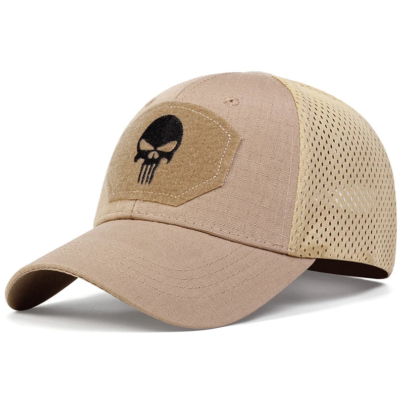 Skull Embroidered Top with Patch Breathable Baseball Caps Spring and Autumn Outdoor Adjustable Casual Hat Sunscreen Hat