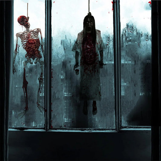 Halloween Skeleton Window Sticker Spooky Female Ghost Wall Glass Decal for haunted house props