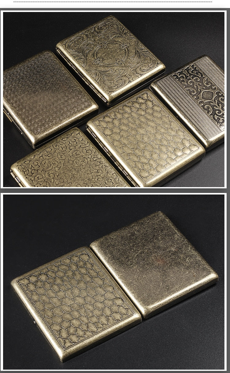 Cigarette Case Folio Metal Brass Retro Cigarette Tobacco Box Travel For Men Gift Smoking Accessories Tool