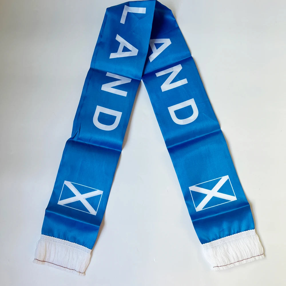 2026 Flag Scarf14x135cm Double-sided Printed Satin Haiti Flag Scarf Tassels Suitable for Football, Sports