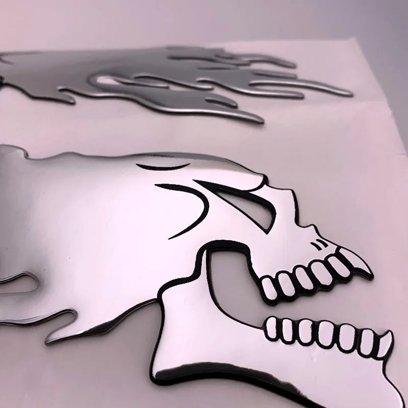 3D Fire Ghost Skull Head Auto Hurricane Chrome Plating Motorcycle Stickers
