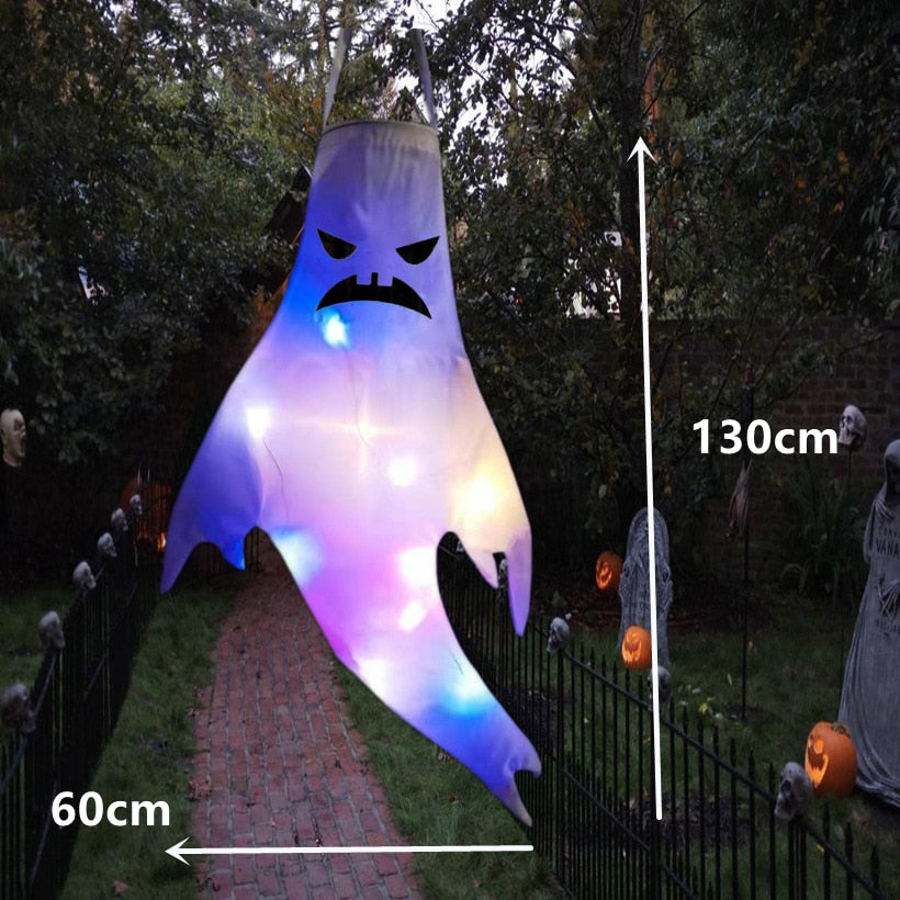 Halloween Outdoor Light Hanging Ghost Halloween Party Dress Up Glowing Spooky Lamp Horror Props Home Bar Decoration