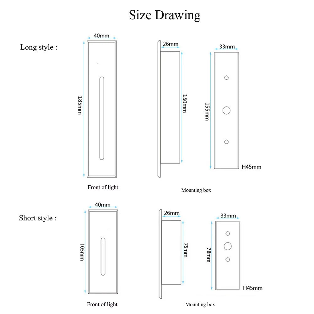 Slim Wall Stairs Light LED 3W Wall + Lamps Step Lamp Indoor lighting Nightlight Stairway Led Corridor Foyer Kitchen Hallway Lamp