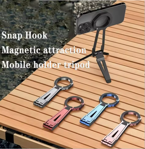 Magnetic ring alloy mobile phone holder Tripod Stand Portable Foldable Bracket Pocket Cell Phone Stand Non-slip