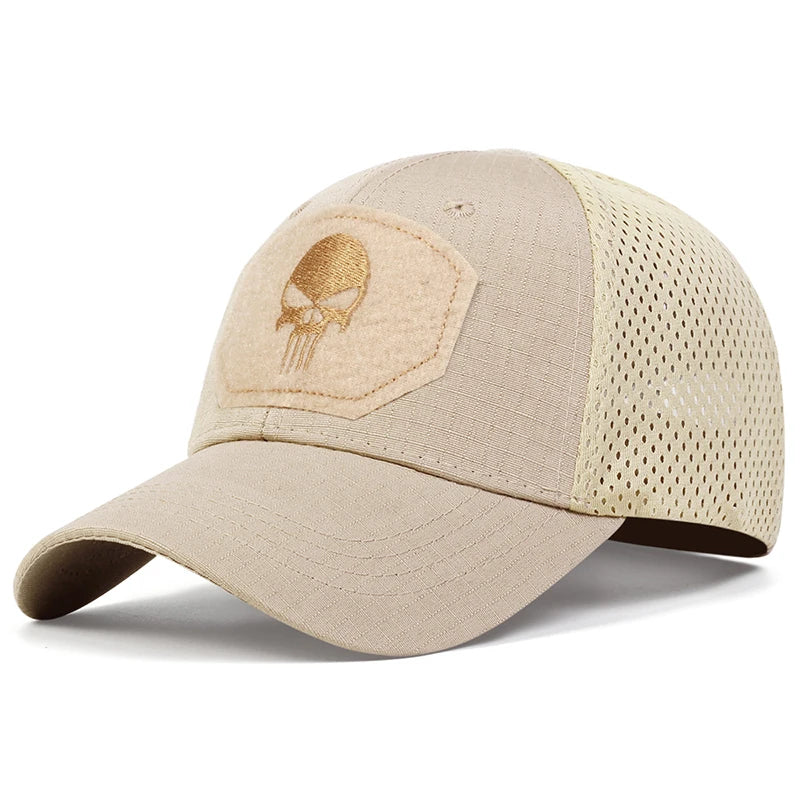 Skull Embroidered Top with Patch Breathable Baseball Caps Spring and Autumn Outdoor Adjustable Casual Hat Sunscreen Hat