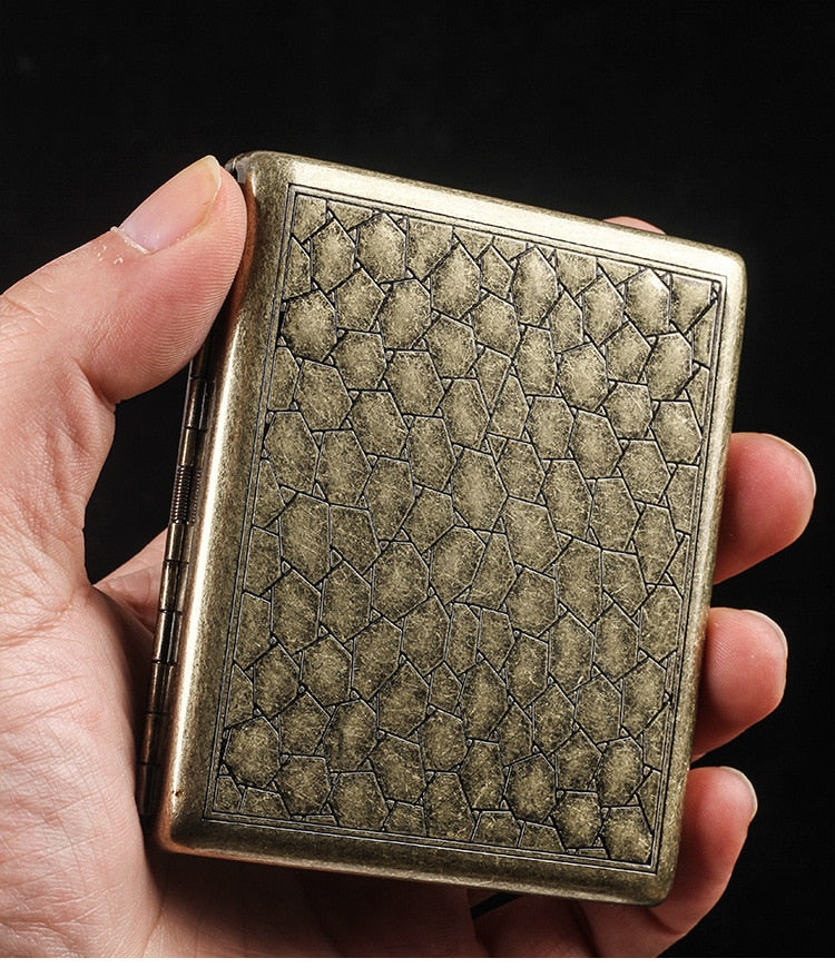Cigarette Case Folio Metal Brass Retro Cigarette Tobacco Box Travel For Men Gift Smoking Accessories Tool