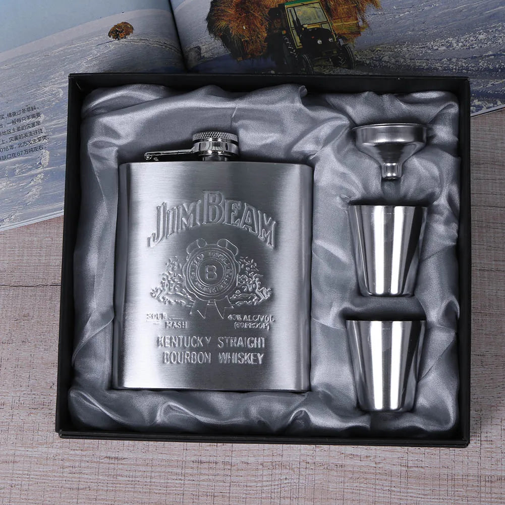 8oz Outdoors Portable Pocket Hip Flask Stainless Steel Whisky Flask Drink Alcohol Container Gift Box Vodka