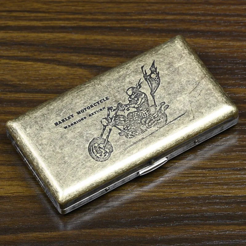 New 1 Retro Antiqued Bronze Cigarette Case 20pcs Capacity Cigarette Box Metal Cigarette Bag Outdoor Cigarette Storage