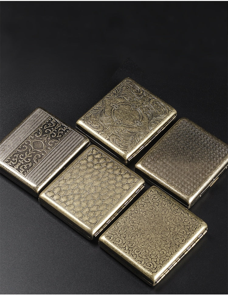 Cigarette Case Folio Metal Brass Retro Cigarette Tobacco Box Travel For Men Gift Smoking Accessories Tool