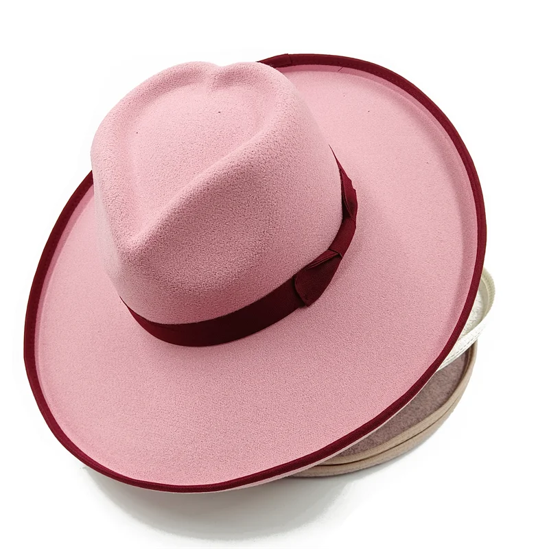Love top fedora new peach bridge edge fedora big size monochrome new neutral fedora brim big size jazz hat winter