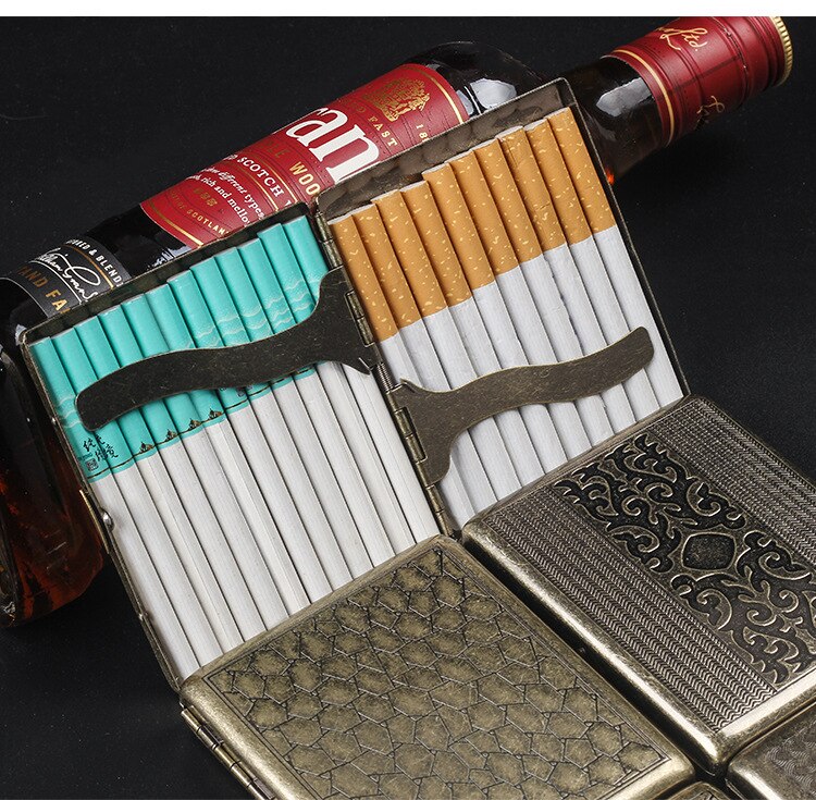 Cigarette Case Folio Metal Brass Retro Cigarette Tobacco Box Travel For Men Gift Smoking Accessories Tool