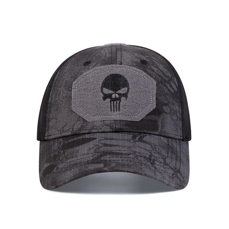 Skull Embroidered Top with Patch Breathable Baseball Caps Spring and Autumn Outdoor Adjustable Casual Hat Sunscreen Hat