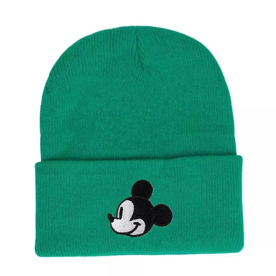 Mickey Beanie Hat Women Men Knitted Warm Winter Hats For Women Men Solid Hip-hop Casual Cuffed Beanies Bonnet