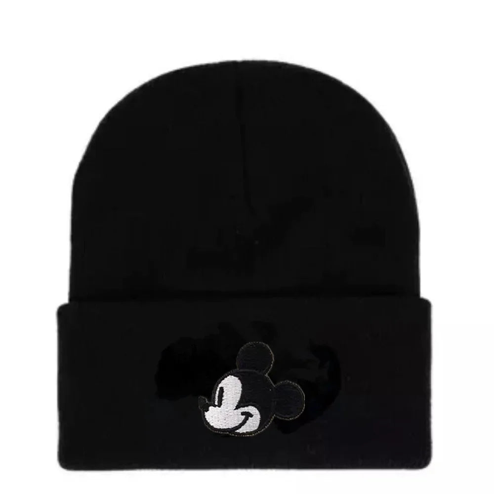 Mickey Beanie Hat Women Men Knitted Warm Winter Hats For Women Men Solid Hip-hop Casual Cuffed Beanies Bonnet