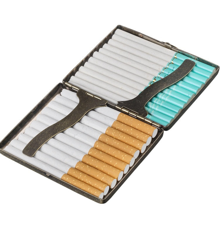 Cigarette Case Folio Metal Brass Retro Cigarette Tobacco Box Travel For Men Gift Smoking Accessories Tool