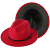 Patchwork Fedora Hat for Women Winter Hat with Belt Buckle Men's Hat Wide Brim Classic Party Church Jazz Top Cap Chapeau Femme